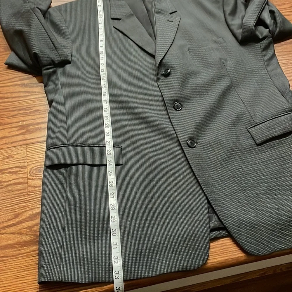 Andrew Frezza men’s Grey Blue small check blazer jacket career 100% wool 46R - Picture 15 of 15